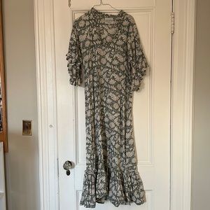 LIDO block print cotton maxi dress